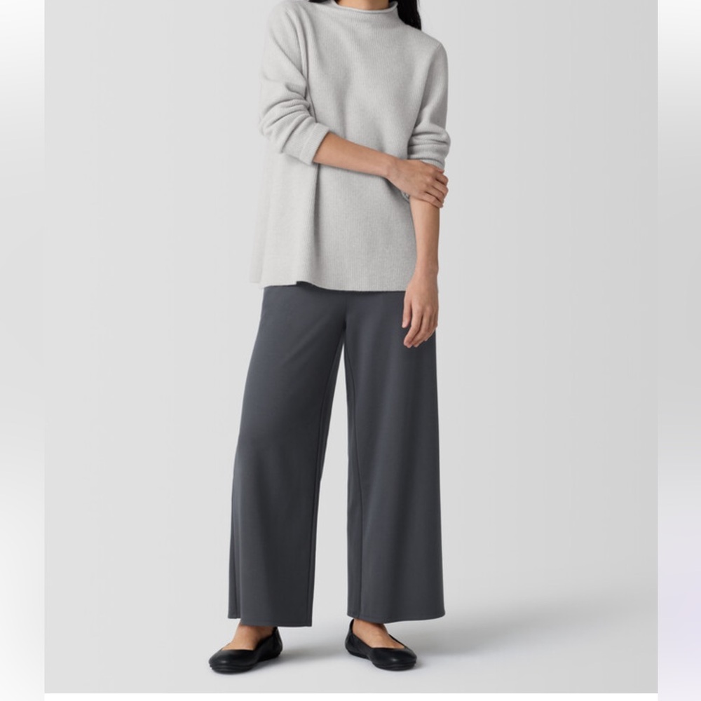 Eileen Fisher Lightweight Ponte Wide-Leg Pants in “ebony”